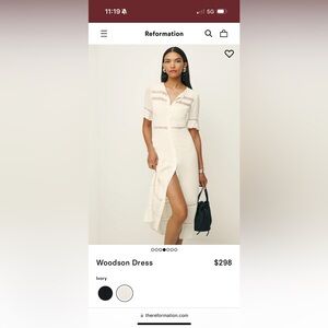 LIKE NEW- Ivory Reformation Woodson Dress Size 4